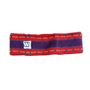 Vintage Mountain Hardwear Knit Headband Multicolor Geometric Red Purple Blue